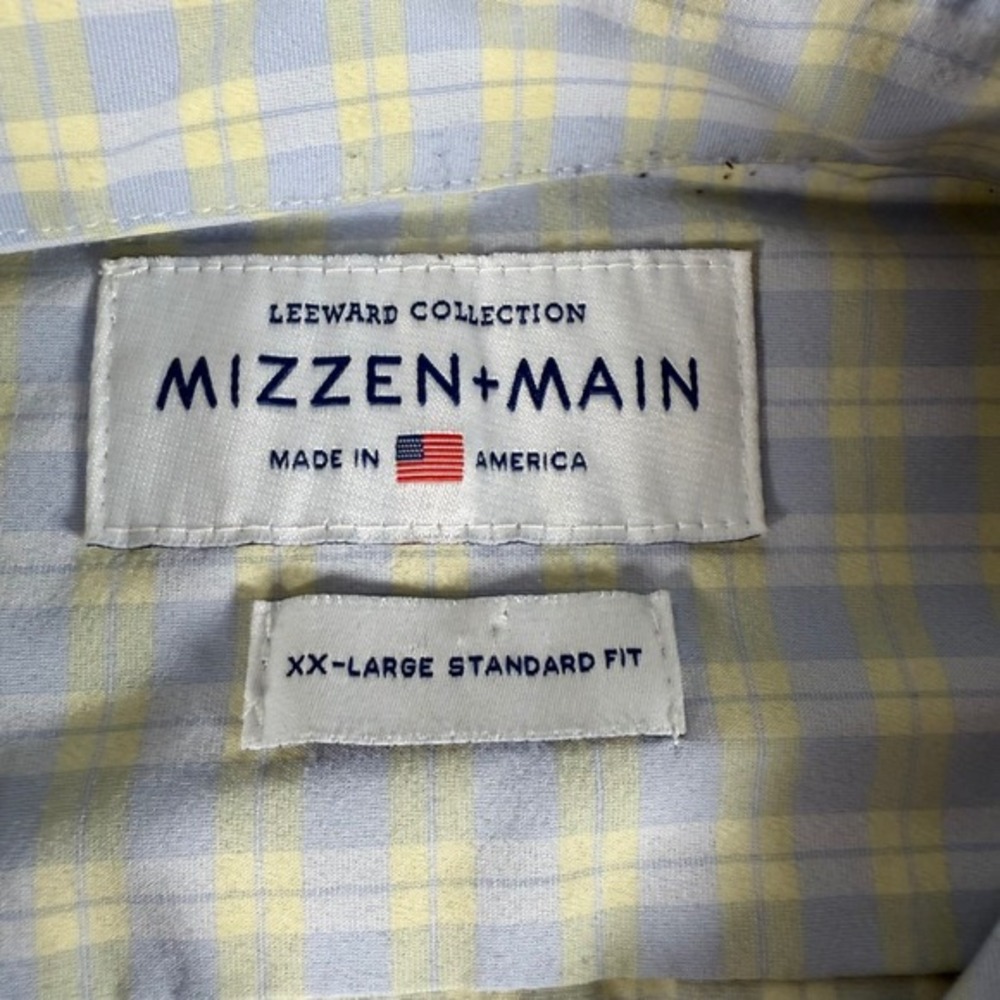 Mizzen Main Leeward Shirt Men XXL Blue Yellow Plaid Performance Stretch Golfcore - Picture 4 of 10